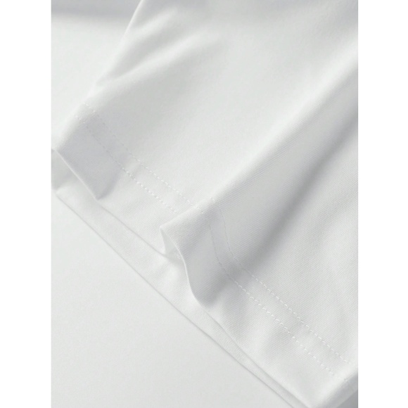 Cotton Blend Cherry Print White Crewneck Oversized Tee Shirt - Picture 4 of 7